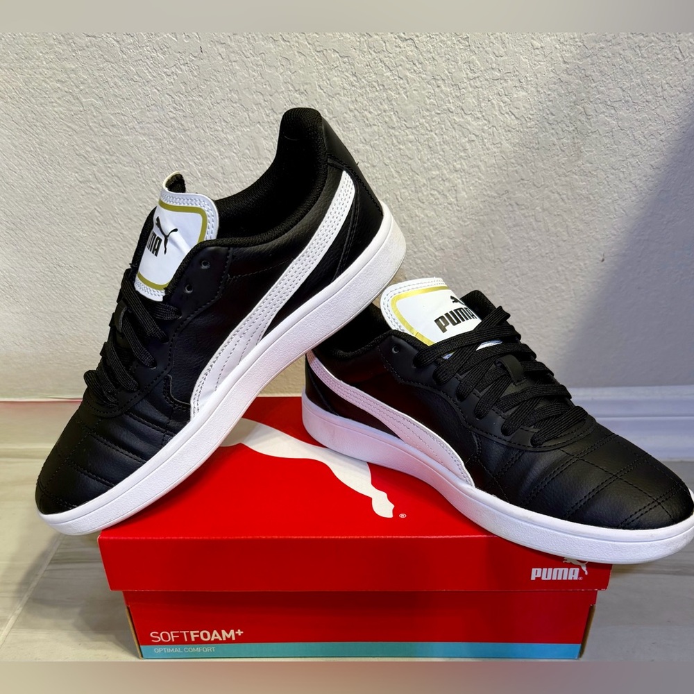 2023 Puma Men's Astro Kick SL (Black, Gold and Puma White) SoftFoam Sneakers